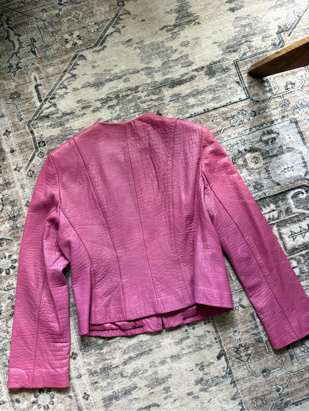 Vintage 90s y2k pink genuine leather crocodile embossed size 10 Anne Klein fall - Picture 9 of 13